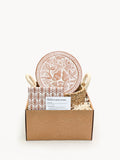 Lovebird Terracotta Bread Warmer Gift Set – Round Basket & Hand‑Printed Tea Towel | Korissa Artisan Serveware