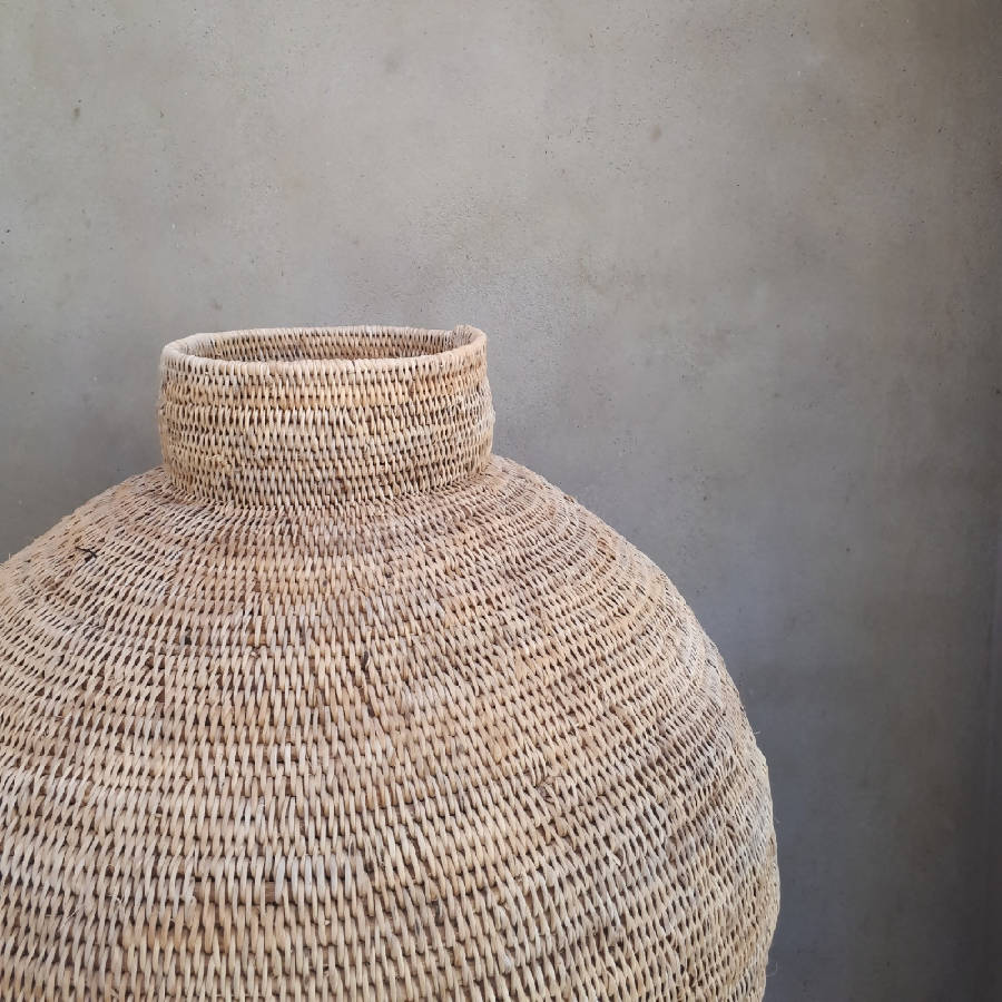 Handwoven Buhera Basket – Zimbabwe Cane Decor | Sculptural Natural Storage