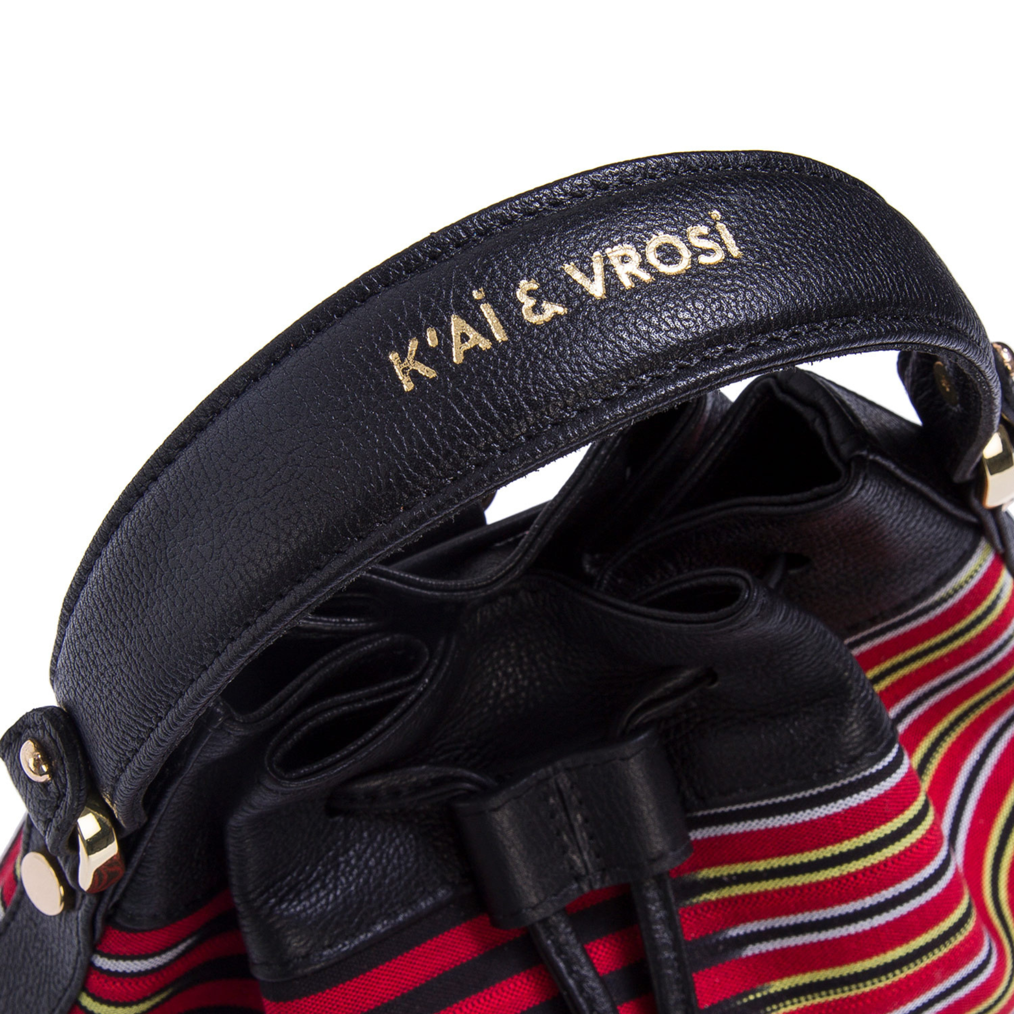 Handcrafted Black Leather & Striped Fabric Convertible 3‑in‑1 Bag – Hand, Shoulder & Backpack