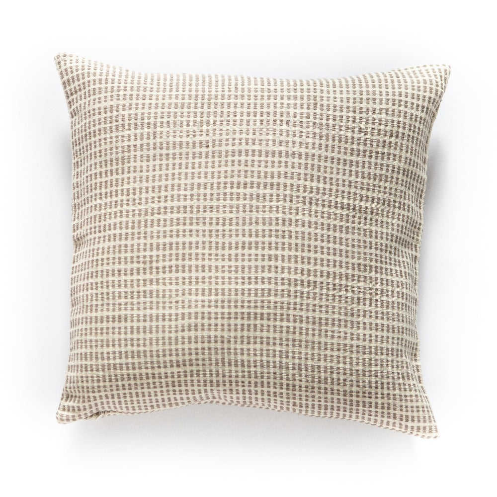 Akobo Handwoven Pillow Cover – Stone | Traditional Ethiopian Pick‑Up Weave by Sabahar