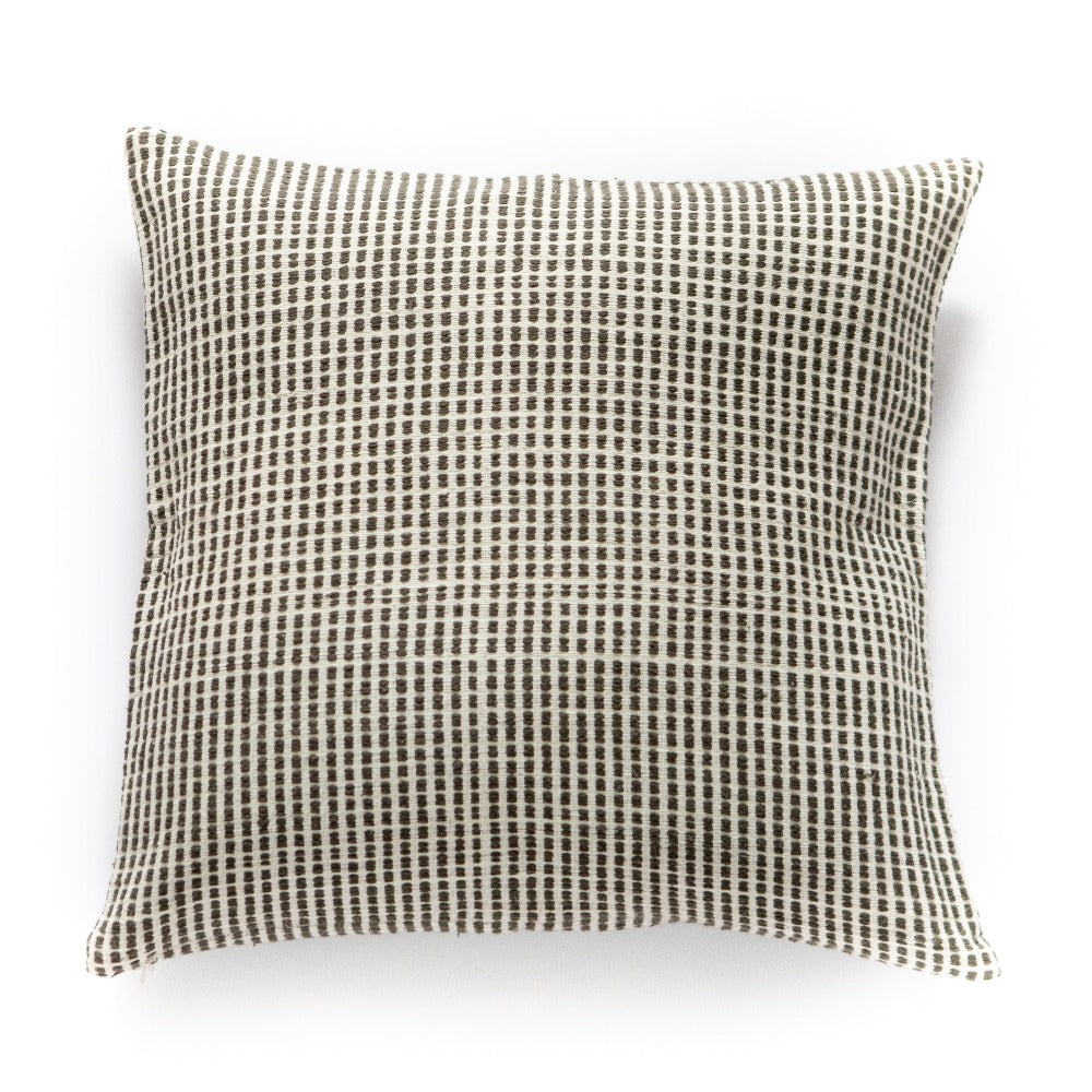Akobo Handwoven Cushion – Dark Grey | Traditional Ethiopian Pick‑Up Weave by Sabahar