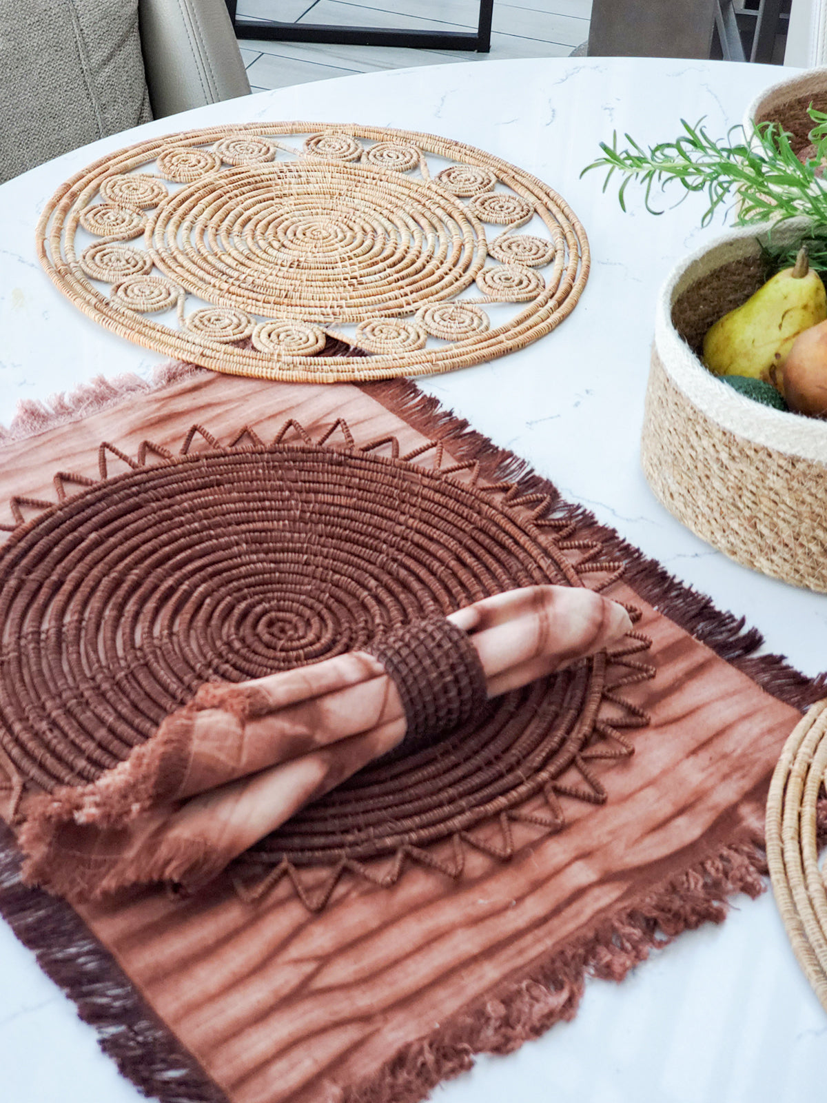 Tie‑Dye Cotton Napkin Set – Brown | Handcrafted Tableware by Korissa