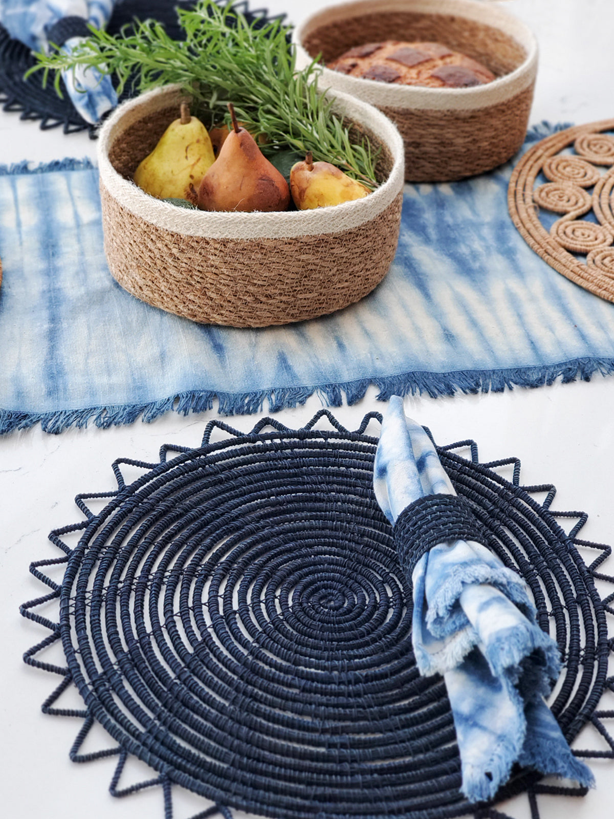 Tie‑Dye Cotton Napkin Set – Indigo Blue | Handcrafted Tableware by Korissa