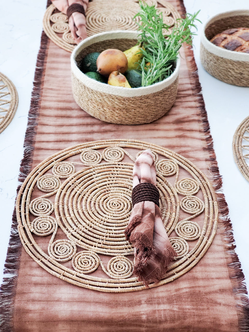 Tie‑Dye Cotton Napkin Set – Brown | Handcrafted Tableware by Korissa