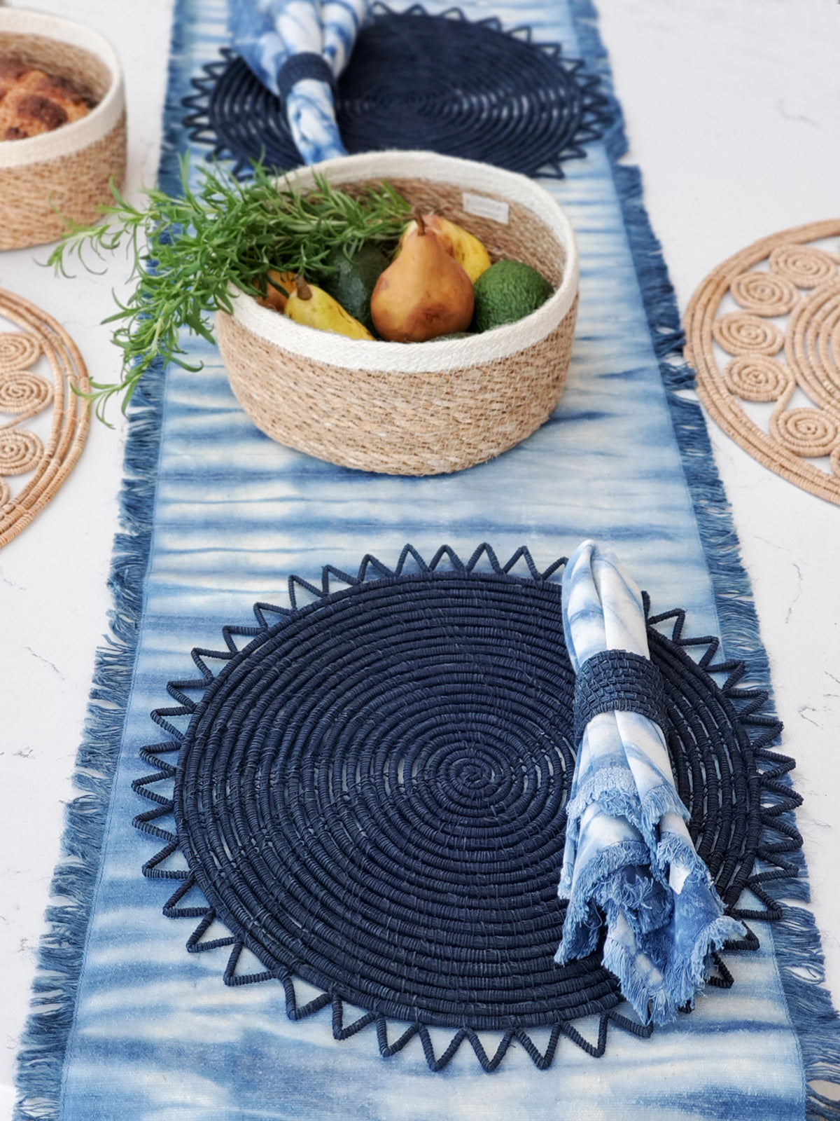 Tie‑Dye Cotton Napkin Set – Indigo Blue | Handcrafted Tableware by Korissa