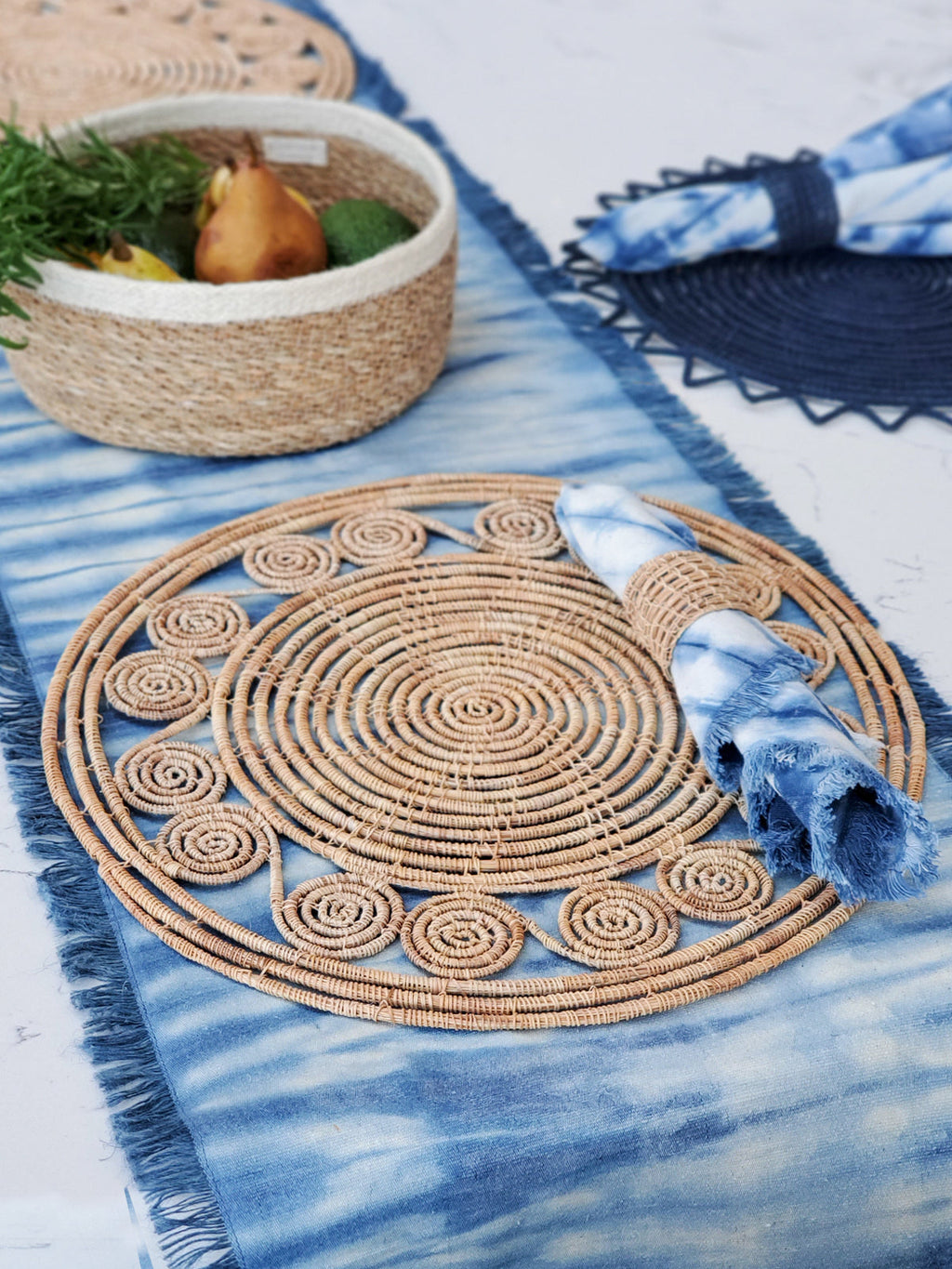 Tie‑Dye Cotton Napkin Set – Indigo Blue | Handcrafted Tableware by Korissa