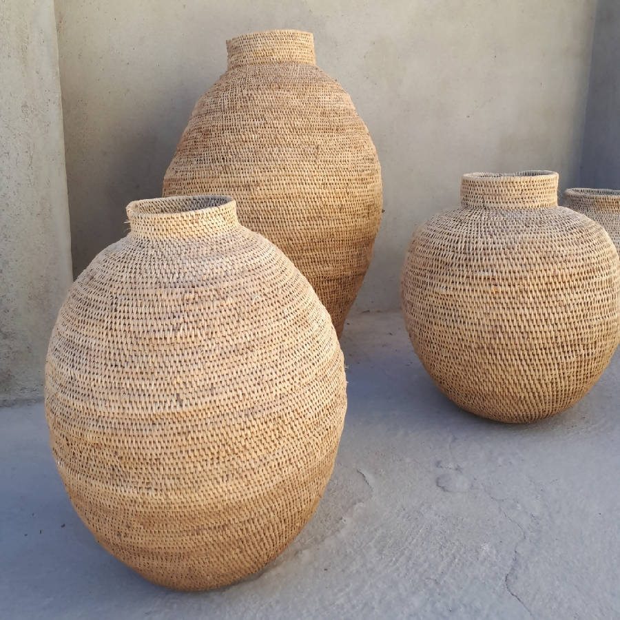 Handwoven Buhera Basket – Zimbabwe Cane Decor | Sculptural Natural Storage