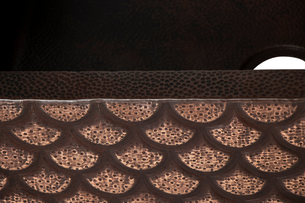 33" Artisanal Hammered Copper Farmhouse Sink – Squama Apron-Front Basin