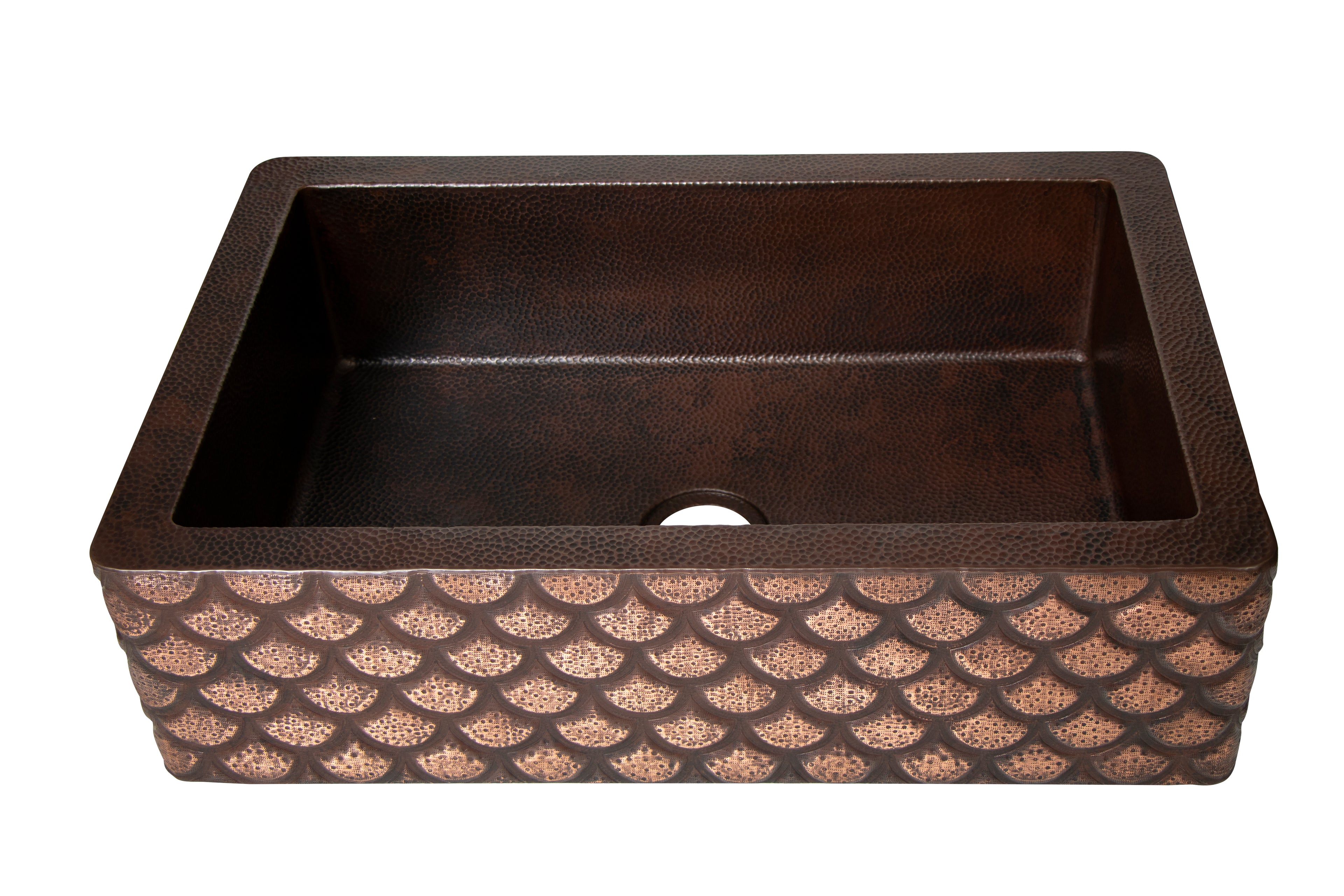 33" Artisanal Hammered Copper Farmhouse Sink – Squama Apron-Front Basin