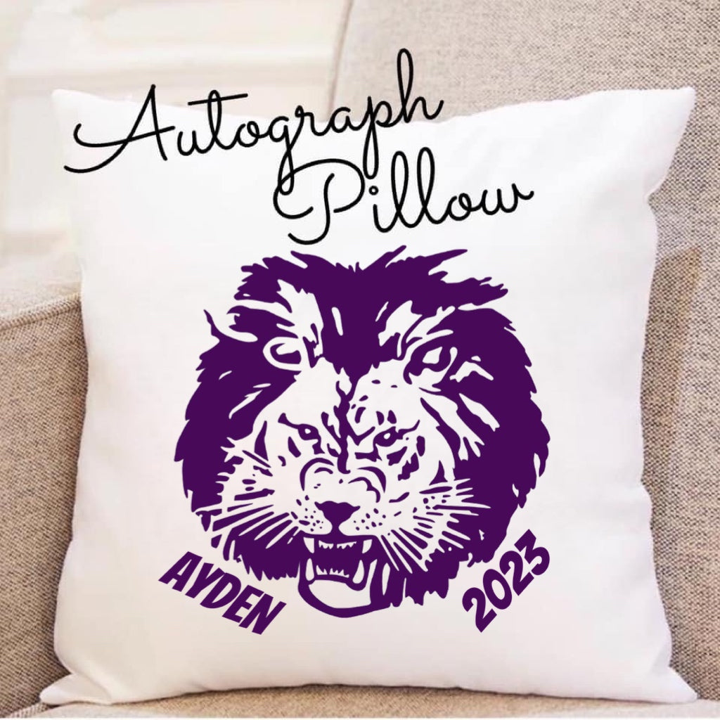 SENIOR Autograph Mascot Pillow – Custom Name & Graduation Year | School Spirit Gift